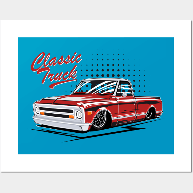 chevy classic truck low ride Wall Art by masjestudio